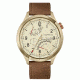 Mens M44 Series Watch,44mm,Yellow Dial,Gold Bezel,Brown Leather Strap