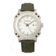 Morphic M68 Series Leather-Band Watch w/ Date, Silver/Olive, MPH6801