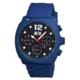 MOS Mens Berlin Strap Watch w/Day and Date Blue Bezel, Blue/Tonneau-shaped Case, Black/analog Dial, Red Hands MOSBN105