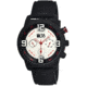 Mos Paris Mens Watch, Black Silicone Band, Black Bezel, White Analog Dial, No Hand Color Hand MOSPR102