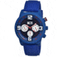 Mos Paris Mens Watch, Blue Silicone Band, Blue Bezel, Black Analog Dial, Red Hand MOSPR103