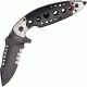 MTech Ballistic Linerlock A/O Folding Knife,3.5in,Drop Point Blade,Black And Silver Alum Handle MTA806SB