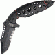 MTech Ballistic Linerlock A/O Folding Knife,3.5in,Tanto Blade,Black Alum Handle MTA806TB