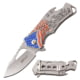Mtech Drop Point Spring Assisted Knife w/Bottle Opener, 2.25 in, 3Cr13 Stainless Steel Stainless Steel, Stainless/Flag, MT-A882SAF