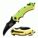 Mtech Folding Blade, 3.25in, Stainless Steel Blade, Green And Yellow Two Tone Anodized Aluminum Handle MT-A884YG