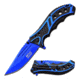 Mtech Folding Blade, 3.5in, Stainless Steel Blade, Aluminum Two Color Blue And Black Anodized Handle MT-A907BL
