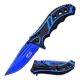 Mtech Folding Blade, 3.5in, Stainless Steel Blade, Aluminum Two Color Blue And Black Anodized Handle, MT-A907BL