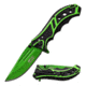 Mtech Folding Blade, 3.5in, Stainless Steel Blade, Aluminum Two Color Green And Black Anodized Handle MT-A907GN