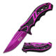 Mtech Folding Blade, 3.5in, Stainless Steel Blade, Aluminum Two Color Purple And Black Anodized Handle MT-A907PE