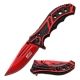 Mtech Folding Blade, 3.5in, Stainless Steel Blade, Aluminum Two Color Red And Black Anodized Handle, MT-A907RD