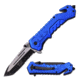 Mtech Folding Blade, 3.5in, Stainless Steel Blade, Blue Aluminum Handle MT-A867BL