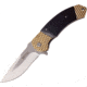 Mtech Framelock A/O Folding Knife, 4.75in Closed, 3.75in Satin SS Drop Point, Gold Titanium Coated And Black Pakkawood Front Handle With Satin Smooth SS Back Handle, MT-A967GB