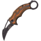 Mtech Karambit Tan Folding Knife,3in,Stainless Steel,Partially Serrated,Stonewash,Gray,G10 Handle MTXA833TN