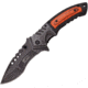 Mtech Linerlock A/O Pakkawood Folding Knife,3.5in,Standard Edge,Black Stonewash,Black,Aluminum Handle MTA866PW
