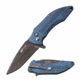 Mtech MT-1034BL Manual Folding Knife, 3in, 3CR13 Stainless Steel, Spear Point, Gray Blade, Aluminum Handle, Blue, MT-1034BL