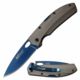 Mtech MT-1076GY Manual Folding Knife, 3in, 3CR13 Stainless Steel, Drop Point, Blue Blade, Aluminum Handle, Gray, MT-1076GY