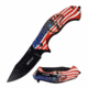 Mtech MT-A1025A Spring Assisted Knife, 3.5in, 3CR13 Stainless Steel, Recurved, Black Blade, Aluminum Handle, American Flag Design, Flag, MT-A1025A
