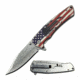 Mtech MT-A1027P Spring Assisted Knife, 3.25in, 3CR13 Stainless Steel, Spear Point, Steel Blade, Aluminum Handle, American Flag Design, Flag, MT-A1027P
