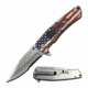 Mtech MT-A1027S Spring Assisted Knife, 3.25in, 3CR13 Stainless Steel, Spear Point, Half-Serrated, Steel Blade, Aluminum Handle, American Flag Design, Flag, MT-A1027S