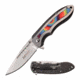 Mtech MT-A1033TD Spring Assisted Knife, 3.5in, 3CR13 Stainless Steel, Spear Point, Steel Blade, Stainless Steel Handle, Multicolored Design, Steel, MT-A1033TD