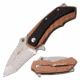 Mtech MT-A1074BK Spring Assisted Knife, 2.5in, 3CR13 Stainless Steel, Tanto, Steel Blade, Stainless Steel/Pakkawood Handle, Black/Bronze, MT-A1074BK