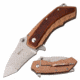 Mtech MT-A1074BR Spring Assisted Knife, 3.5in, 3CR13 Stainless Steel, Tanto, Steel Blade, Stainless Steel/Pakkawood Handle, Brown/Bronze, MT-A1074BR