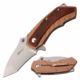 Mtech MT-A1074BR Spring Assisted Knife, 3.5in, 3CR13 Stainless Steel, Tanto, Steel Blade, Stainless Steel/Pakkawood Handle, Brown/Bronze, MT-A1074BR
