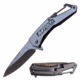 Mtech MT-A1144GY Spring Assisted Knife, 2.75in, 3CR13 Stainless Steel, Spear Point, Gray/Steel Blade, Stainless Steel Handle, Black/Steel, MT-A1144GY