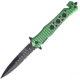 Mtech Rescue Linerlock Green Folding Knife,3.75in,440 Stainless Steel,Partially Serrated,Green,Aluminum Handle MTA837ZG