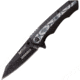 Mtech Snake Linerlock A/O Folding Knife, 3.5 black finish 3Cr13 stainless blade, Gray artwork, Black anodized aluminum handle, MT-A1112GY