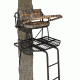Muddy Prestige 2-Man Ladderstand,  Ratchet Strap, Stabilizer Straps, 2-Full Body Arrest Harnesses, Adjustable Support Bar, Padded, Adjustable, Flip-Back Shooting Rail, Black/Camo MLS2700