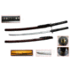 Musashi Katana - 27in High Temper Carbon Steel Blade, Black Sageo Braid Over Real Ray Skin, SS034C-RD