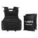 NcSTAR Expert Plate Carrier Vest w/Two 8x10in Rectangle Cut Soft Ballistic Panels, Black, Extra Small - Small, BSCVPCVXC2963B-A