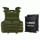 NcSTAR Expert Plate Carrier Vest w/Two 8x10in Rectangle Cut Soft Ballistic Panels, Green, Extra Small - Small BSCVPCVXC2963G-A