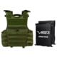 NcSTAR Expert Plate Carrier Vest w/Two 8x10in Rectangle Cut Soft Ballistic Panels, Green, Extra Small - Small, BSCVPCVXC2963G-A