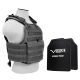 NcSTAR Plate Carrier Vest w/Two 10x12in Shooters Cut Hard PE Ballistic Panels, Urban Gray, BPCVPCV2924U-A