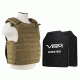 NcSTAR Quick Release Carrier Vest w/Two 11x14in Shooters Cut Hard PE Ballistic Panels, Tan, Medium - 2XL, BPLCVPCVQR2964T-A