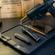 NeoMag Leather Bottom EDC Tray, w/ Brass Rod, Burnt Bronze/Black Multicam, 11x11x4in, LGTRAY-BB-BMC-YES
