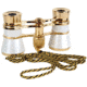 Lascala Optics Carmen Opera Glasses, Flashlight and Chain, White Body, Golden Rings LSCFL-09