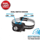 Nightstick Dual-Light Multi-Function 3AAA Headlamp w/Elastic Strap, Non Rechargeable, 180 Lumens, Black NSP-4608B