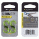 Nite Ize S-Biner Plastic MicroLock 2pk Translucent Lime LSBPM-17T-2R3