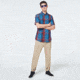 Oakley Checked Woven Short Sleeve Shirt - Mens, Orange Check, Extra Small, FOA400030-97E-XS