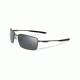 Oakley Titanium Square Wire Mens Sunglasses, Pewter Frame, Black Iridium Polarized Lens OO6016-02