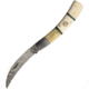Old Forge 038 Damascus Folder Linerlock Pocket Folding Knife, 3.25in Damascus Steel Blade, White Smooth Bone Handle, Damascus Steel Bolster, Brown Leather Sheath, OF038/1012