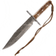 OldForge Damascus Hunter Fixed Blade Knife, 12in Overall, 7.5in Damascus Steel Clip Point Blade, Stag Bone Handle, Damascus Guard, Brown Leather Lanyard, Brown Leather, CT278 CHANGE TO OF041