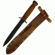 Ontario Knife Trench Knife, Brown Leather Handle, Leather Sheath OK8155