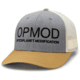 OPMOD Trucker Hat Embroidered Logo, Heather Grey/Birch/Biscuit, OPMBist-HeatGrey/Bir