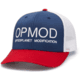 OPMOD Trucker Hat Embroidered Logo, Lt. Navy/White/Red, OPM-Lt. Navy/Wht/Red