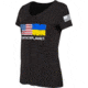 OpticsPlanet Ukraine/US Flag Short Sleeve T-Shirt - Women's, Small, Black, OP-UKRAINE-US-T-Shirt-Black-Small-Women's-Black-Small-Women's