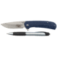 OpticsPlanet Exclusive OpticsPlanet Spring Assisted Folding Knife, 7.5in Overall, Blue Handle, Silver Steel Blade, OP-A094